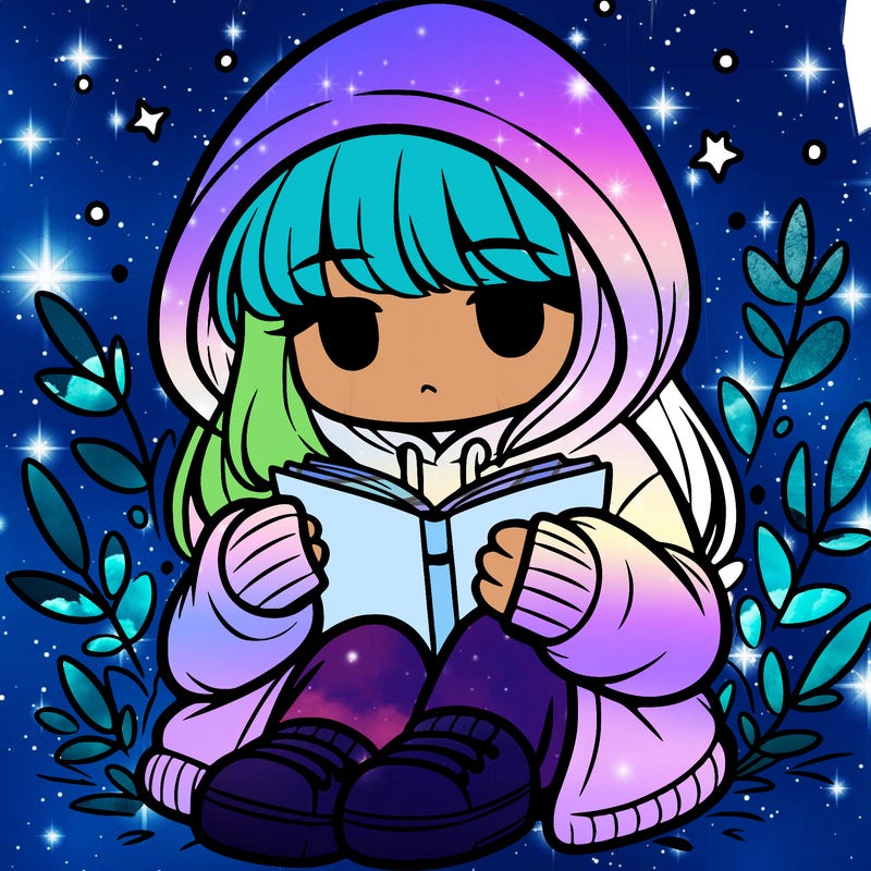 girl in oversized hoodie reading a book