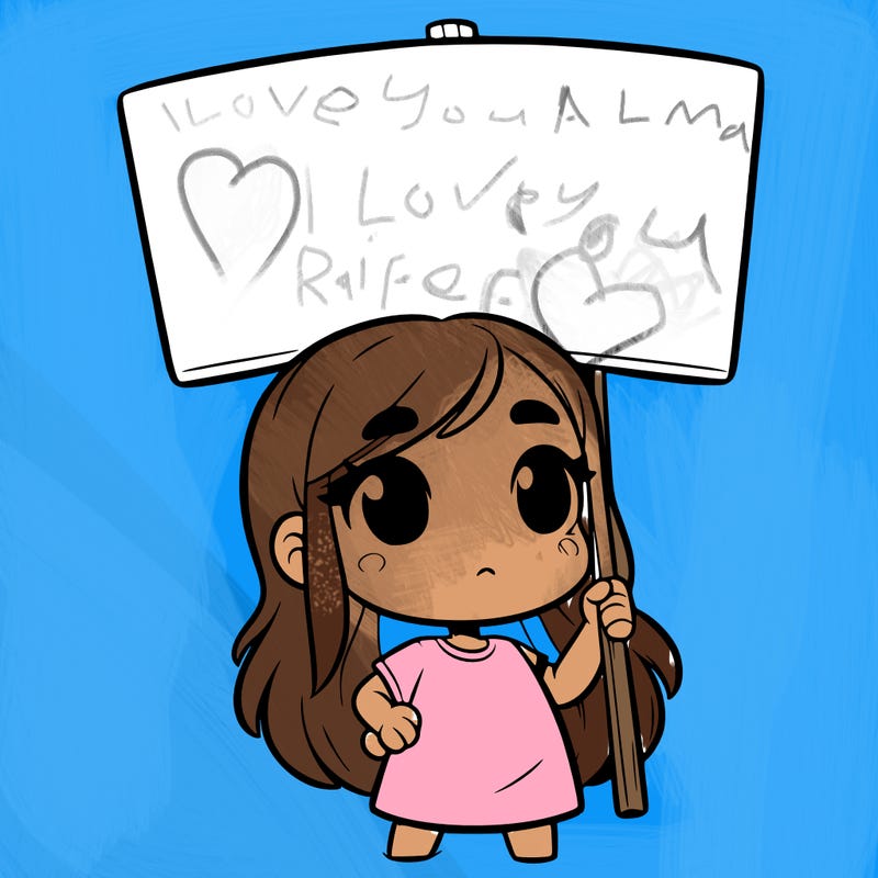 girl with blank sign