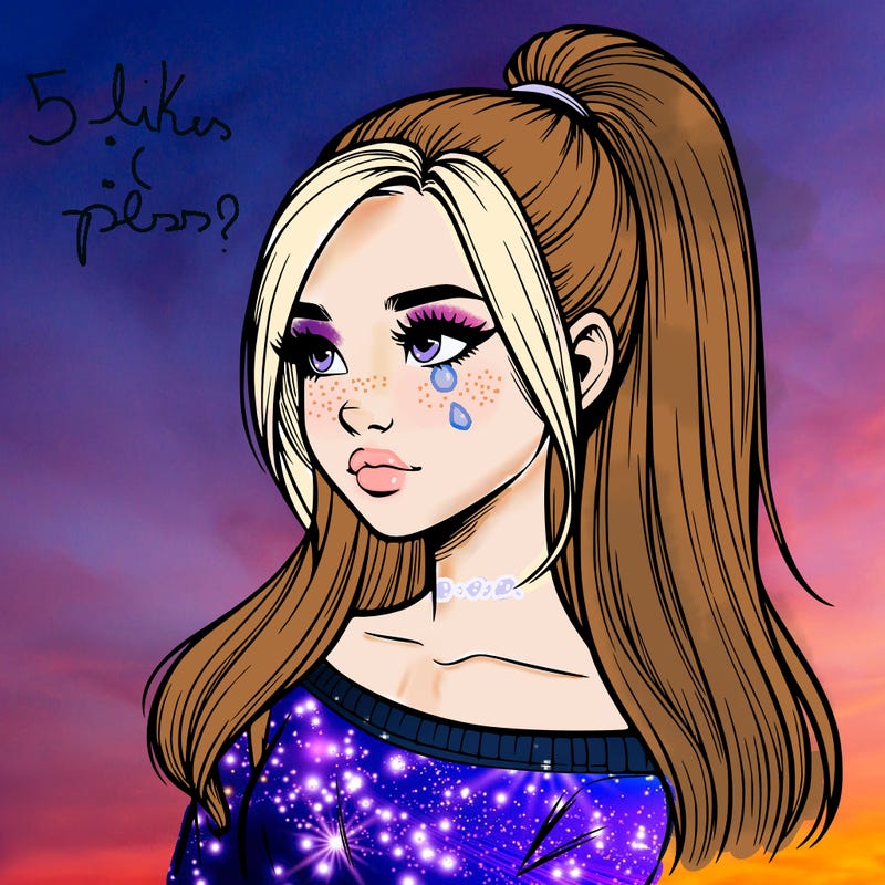 realistic girl with a high ponytail