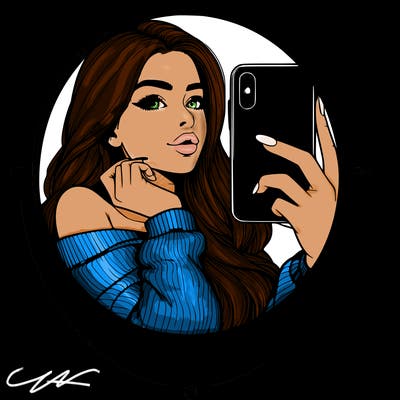 realistic girl taking mirror selfie beautiful
