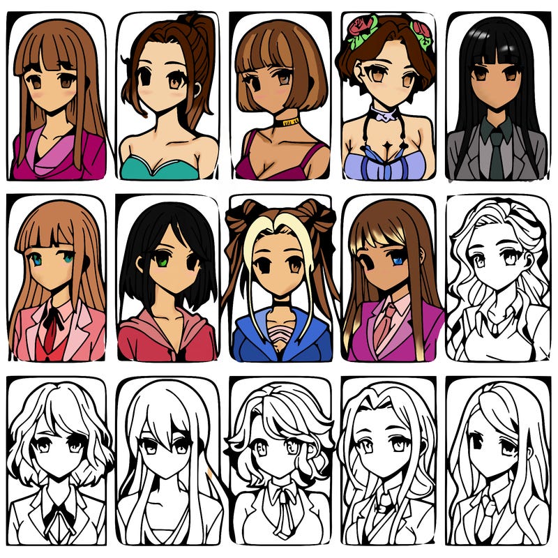 girls that look diffrent anime