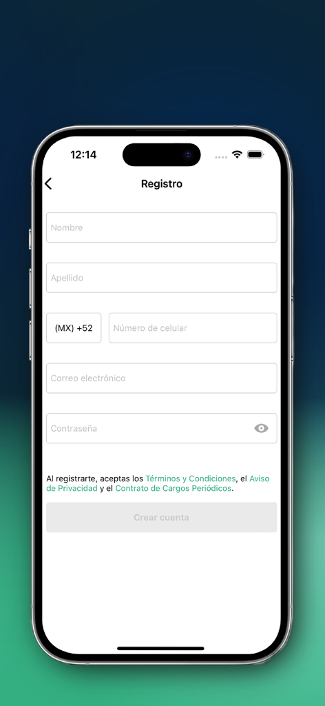 beResident - Registration form for the beResident app on an iPhone displaying fields for personal information and account creation
