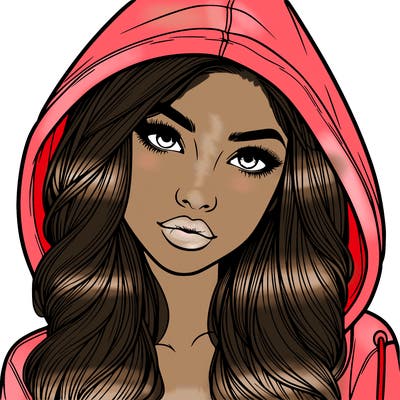 realistic beautiful girl with a hood on