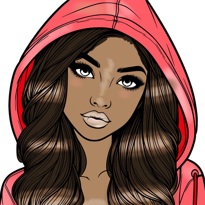 realistic beautiful girl with a hood on