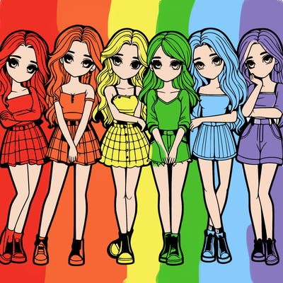 a group of girls realistic