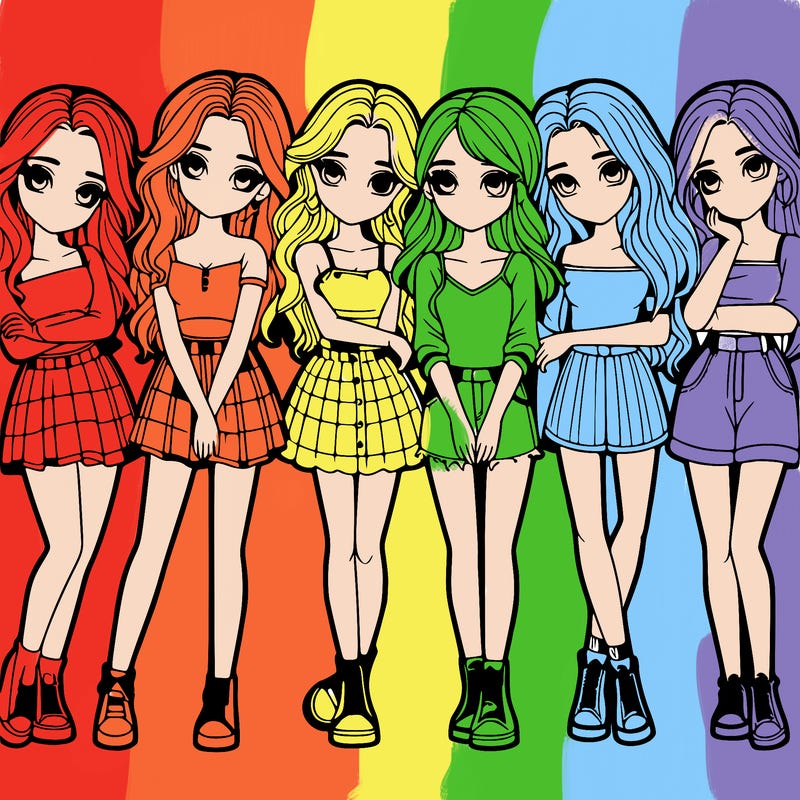 a group of girls realistic