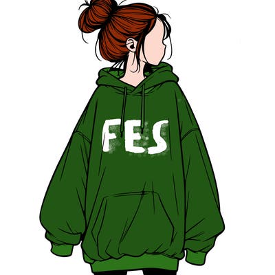 realistic girl with a oversized sweatshirt on and a bun