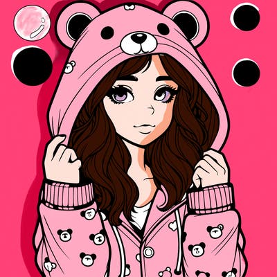 realistic girl in a animal pjs hoodie