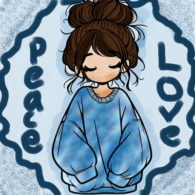 girl with baggy sweatshirt and messy bun
