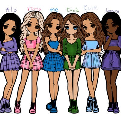 a group of girls realistic
