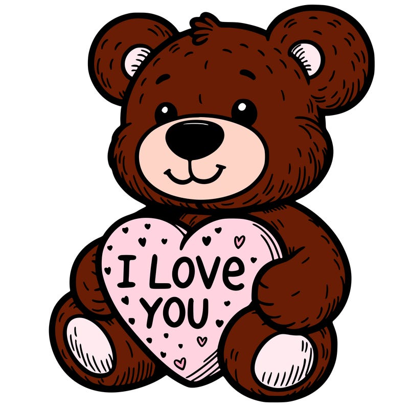 teddy bear holding an i love you heart