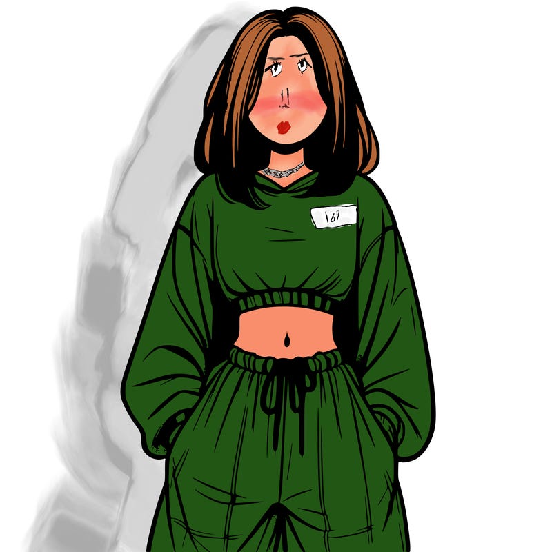 realistic girl faceless with baggy pants and a crop top