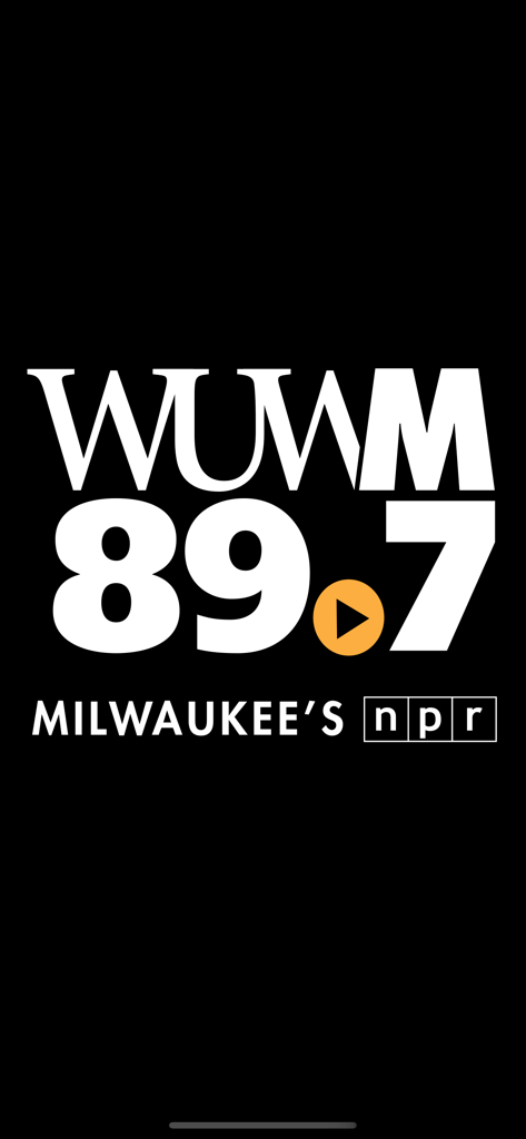WUWM Milwaukee’s NPR - WUWM 89.7 Milwaukee NPR radio app logo on a black background