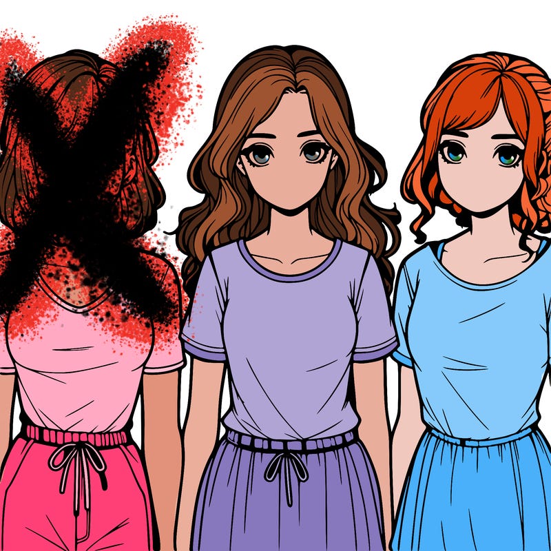three realistic girls standing up