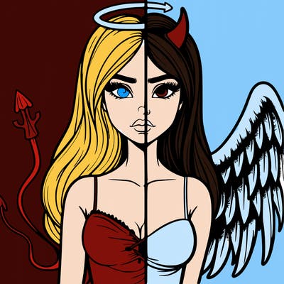 devil vs angel realistic girl
