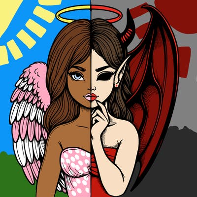 realistic angel half demon