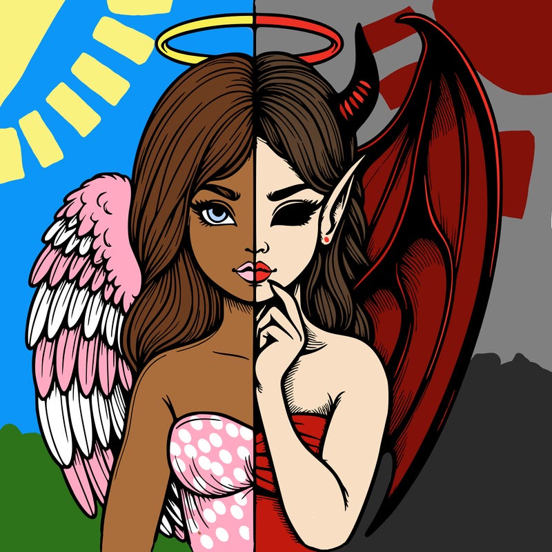 realistic angel half demon