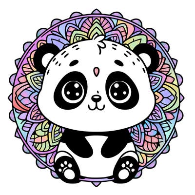cute baby panda animal mandala