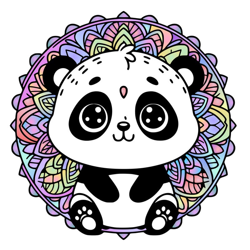 cute baby panda animal mandala