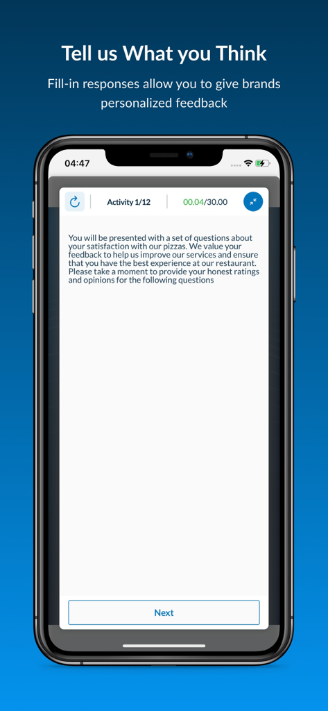 Smartphone screen showing Userlytics app feedback survey activity