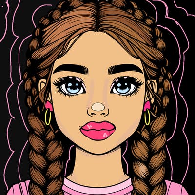 realistic girl with braids