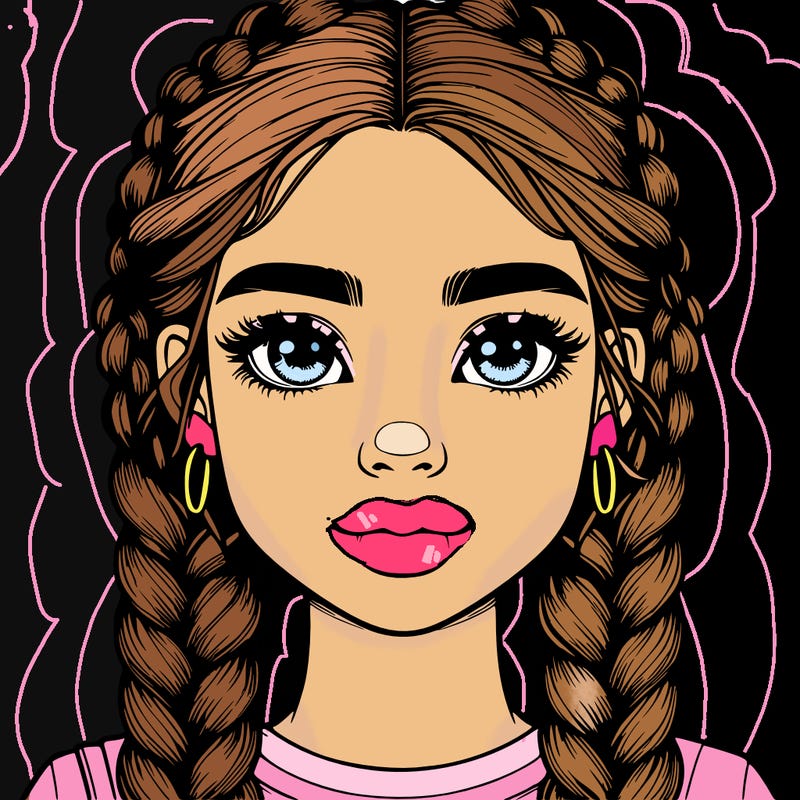 realistic girl with braids