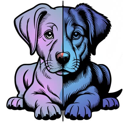 realistic dog split picture