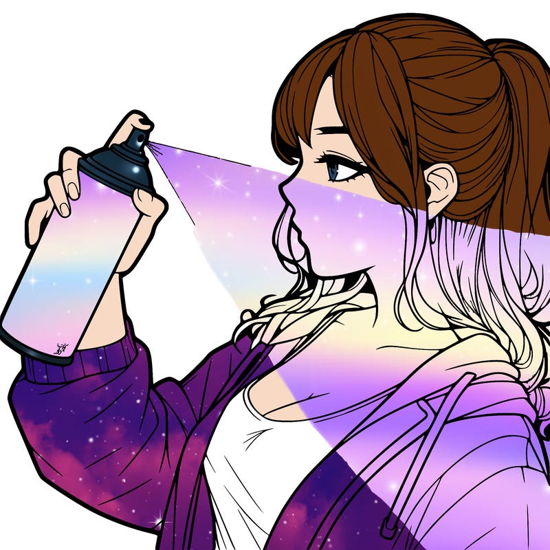 a realistic girl spray, painting