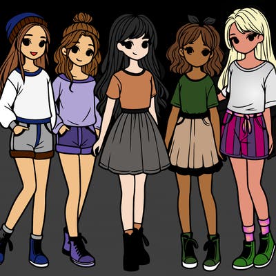 a group of five girls