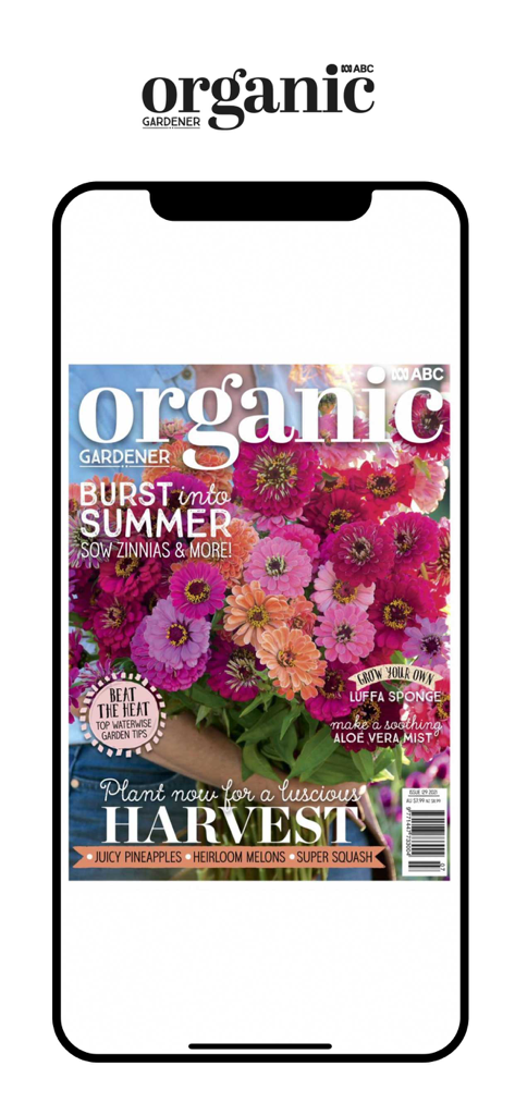Organic Gardener Magazine - Organic Gardener magazine app cover with colorful flowers and summer gardening advice