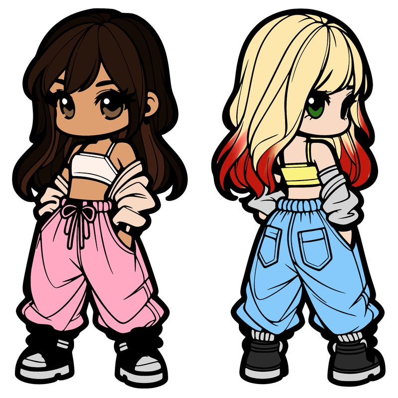 girl in crop top and baggy pants