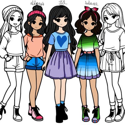 a group of five girls