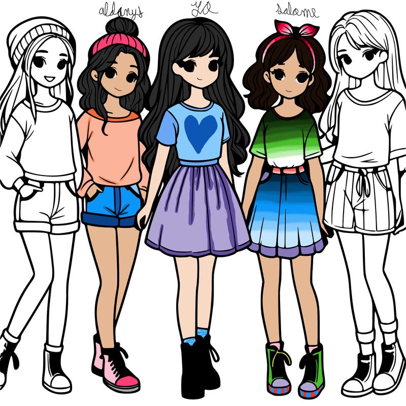 a group of five girls