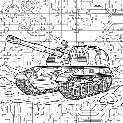 Dive into the world of military might with this impressive self-propelled artillery coloring page. Explore intricate details and bring this powerful vehicle to life with your favorite colors.