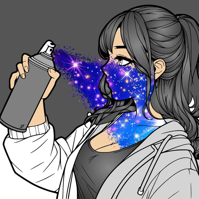 a realistic girl spray, painting