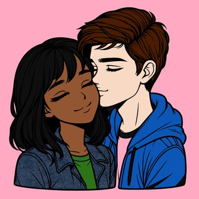 realistic girl and boy  love