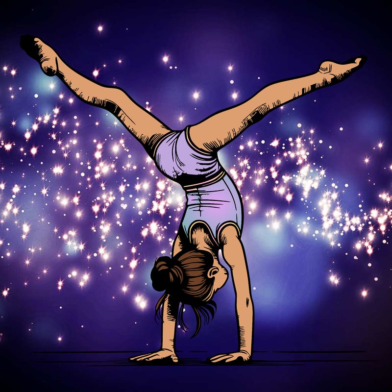 realistic gymnastic hand stand girl in four splits