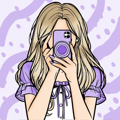 a realistic girl holding her phone taking pictures