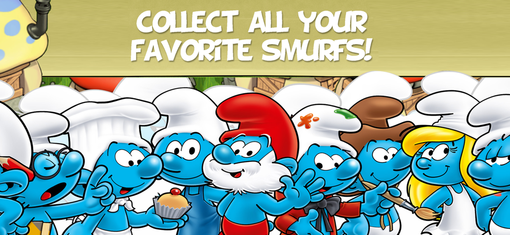 Un grupo de personajes icónicos de los Pitufos, incluyendo Papá Pitufo y Pitufina