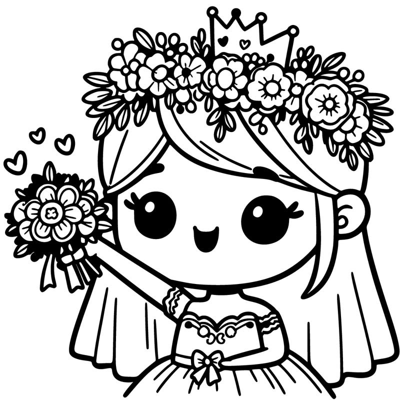 girl with flowers crown getting married