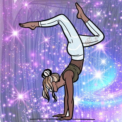 a woman doing a handstand