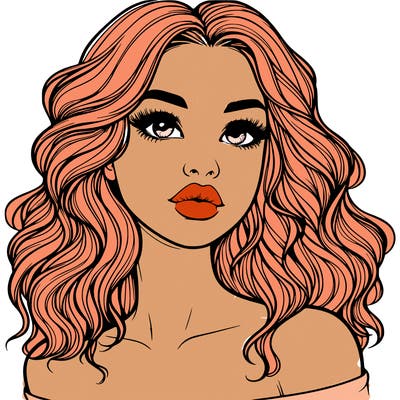 realistic girl with wavy hair and lips