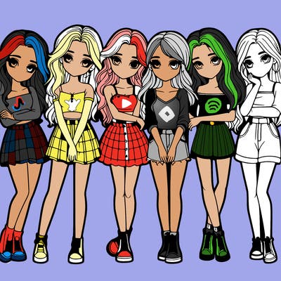 a group of girls realistic