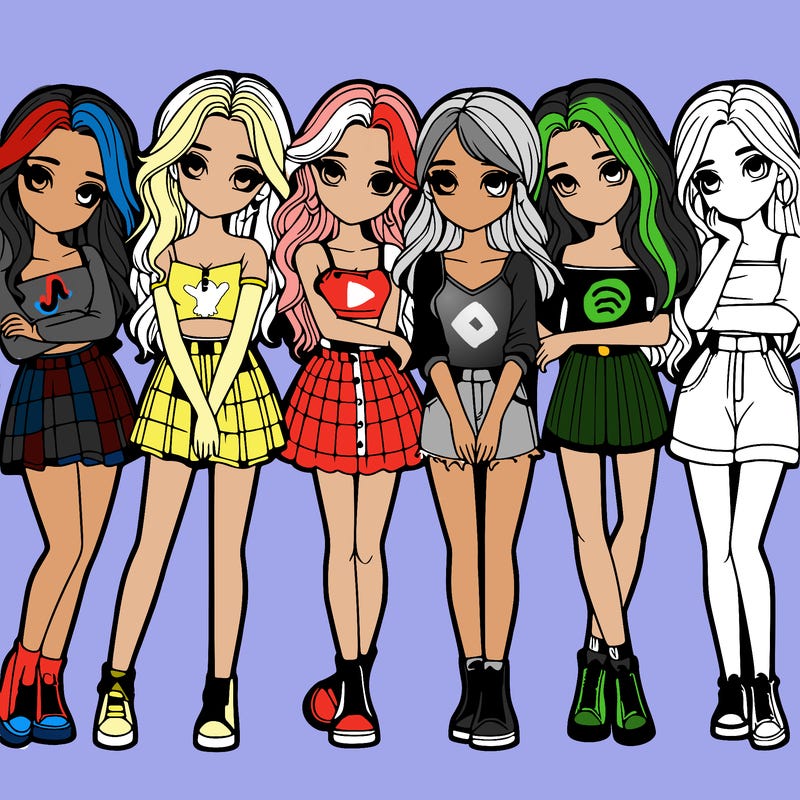 a group of girls realistic