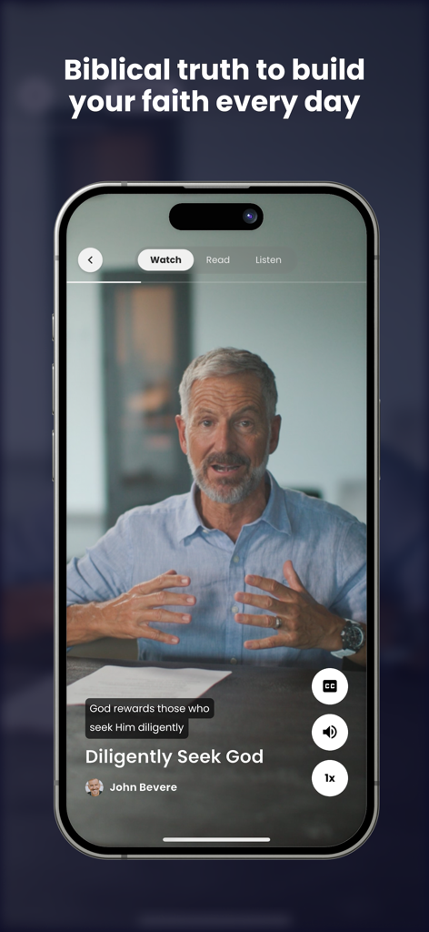 A video lesson titled Diligently Seek God by John Bevere on the MessengerX app