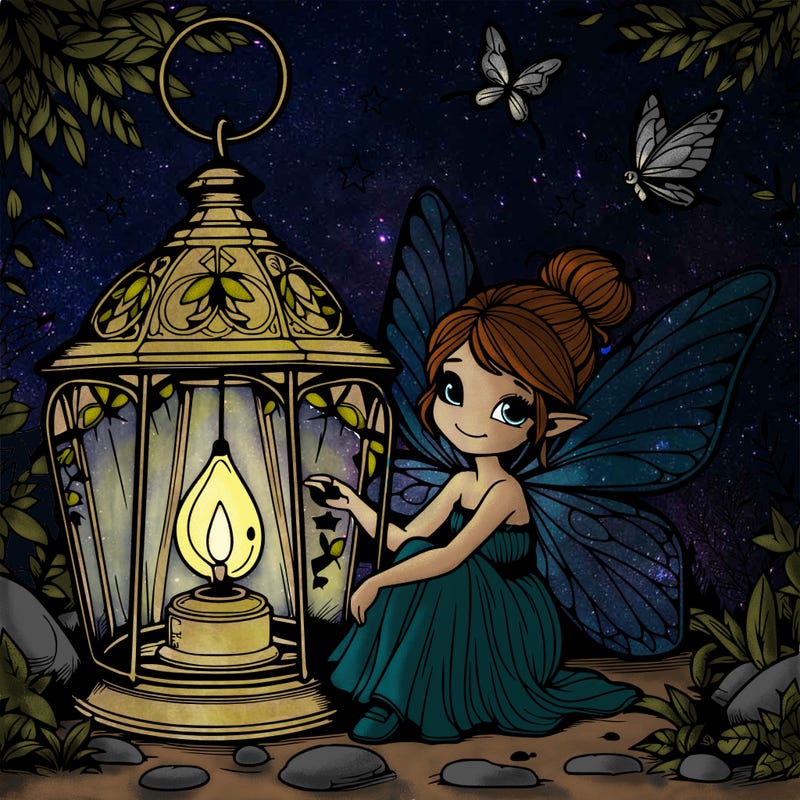 realistic fairy living in a lantern