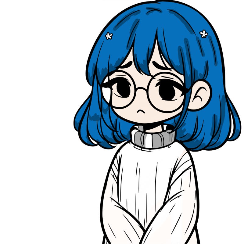 sad girl with glasses in a sweater