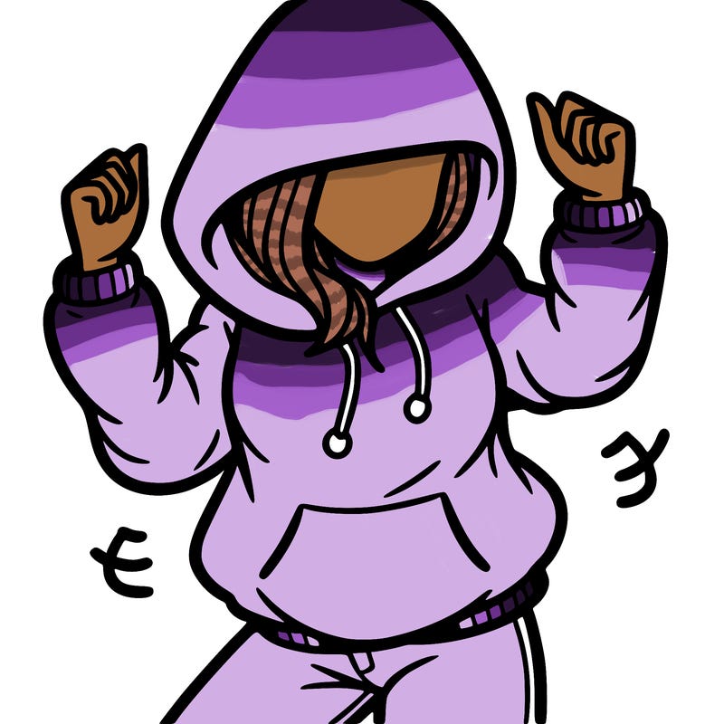 woman in a baggie hoodie dancing