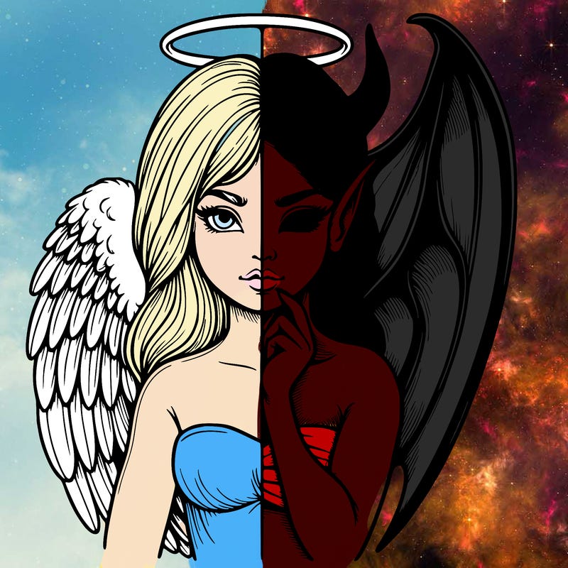 realistic angel half demon