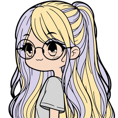 a girl with long hair with glasses